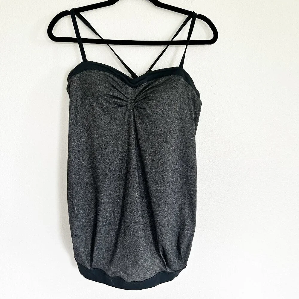 Lululemon Tank Top 10 Gray Pure Focus Sweetheart Spaghetti Strap Active